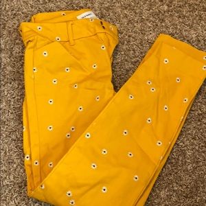 Yellow daisy dress pants